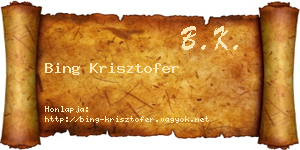 Bing Krisztofer névjegykártya